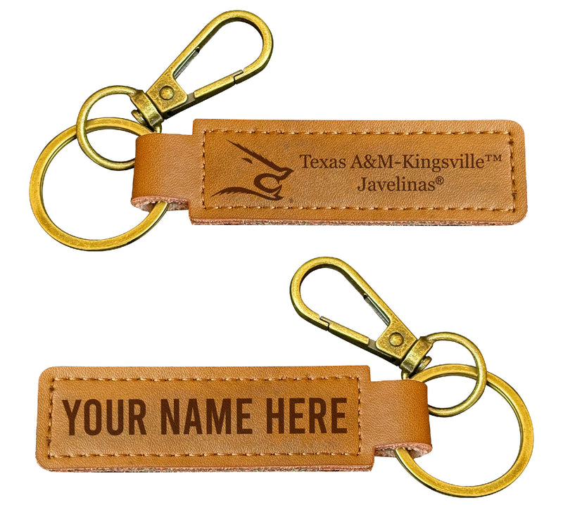 Texas A&M Kingsville Javelinas Customizable Leather Keychain 3.25" Long Officially Licensed