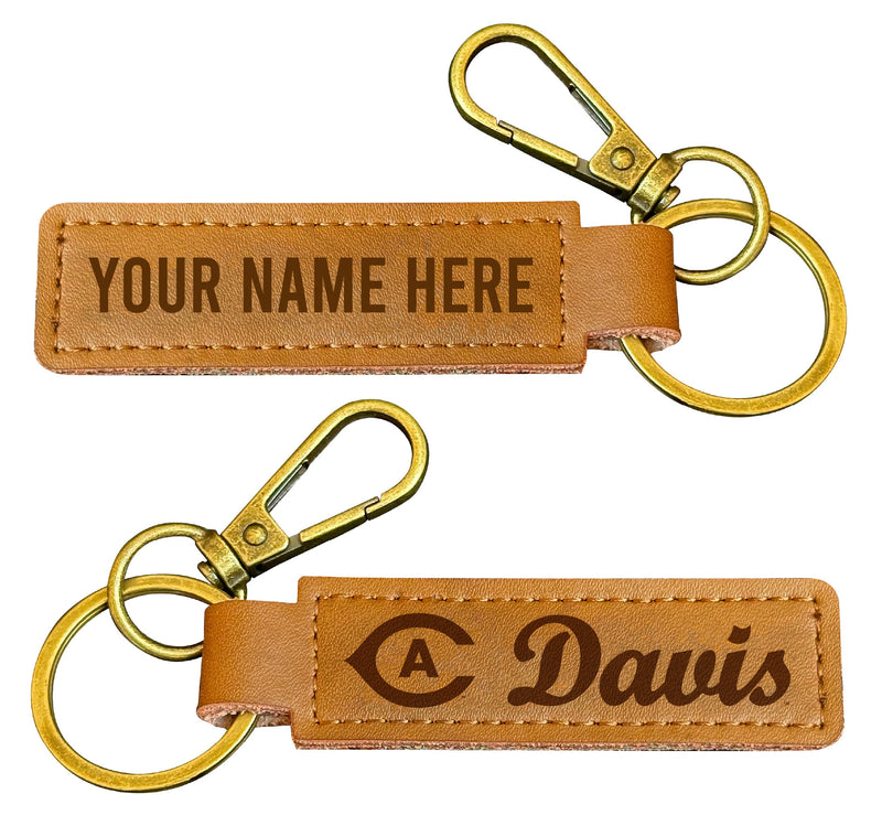 UC Davis Aggies Customizable Leather Keychain 3.25" Long Officially Licensed
