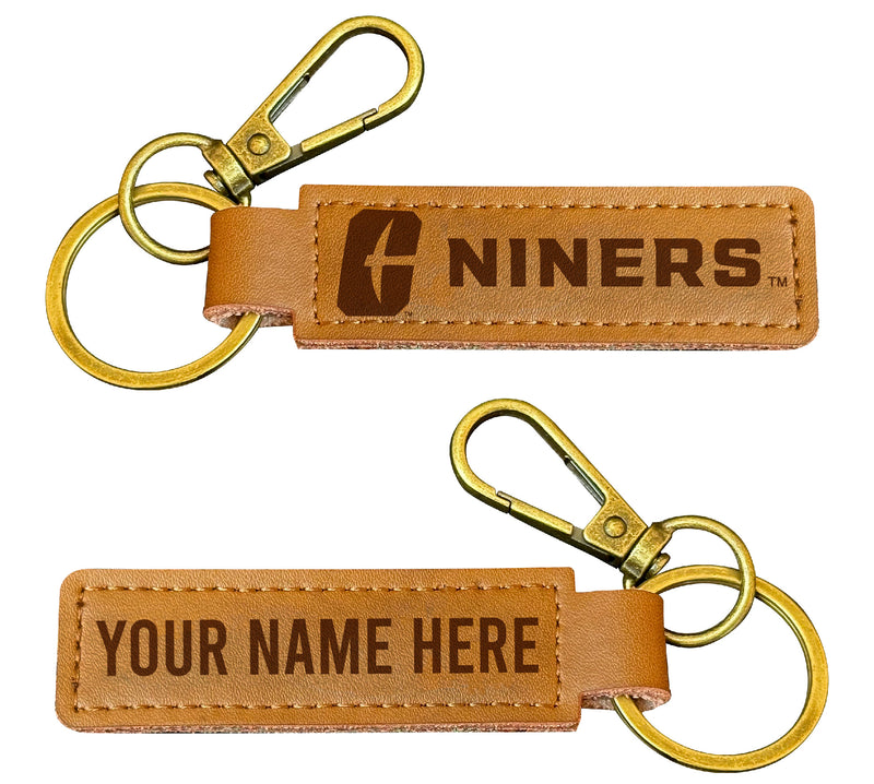 North Carolina Charlotte Forty-Niners Customizable Leather Keychain 3.25" Long Officially Licensed Collegiate Product Single