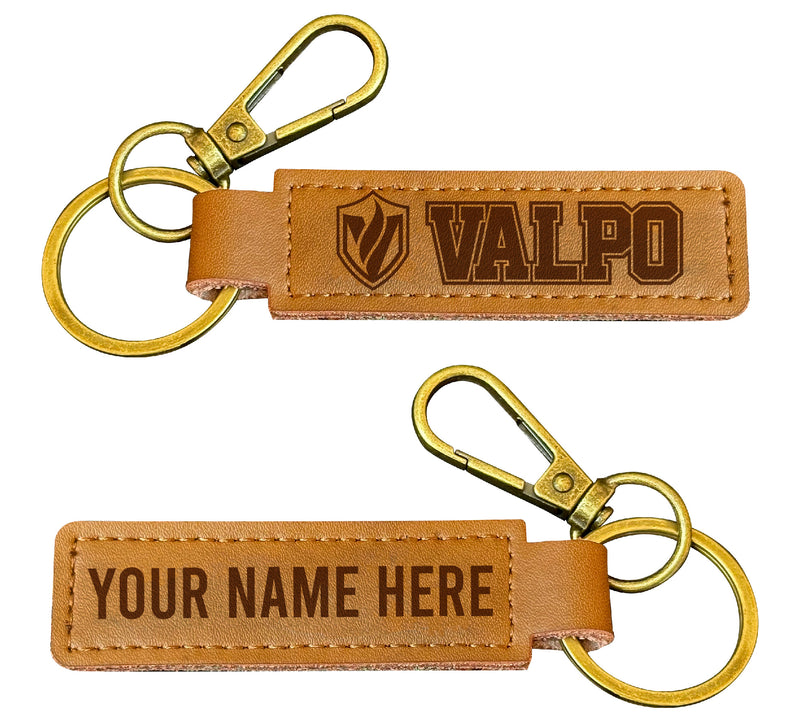 Valparaiso University Customizable Leather Keychain 3.25" Long Officially Licensed