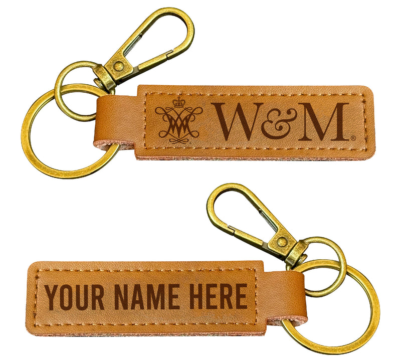 William and Mary Customizable Leather Keychain 3.25" Long Officially Licensed
