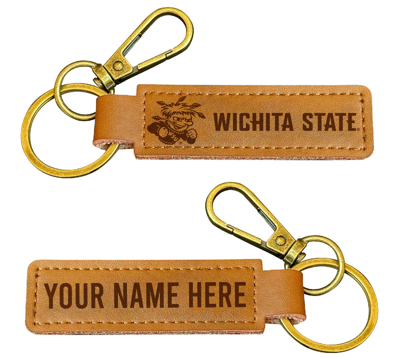 Wichita State Shockers Customizable Leather Keychain 3.25" Long Officially Licensed