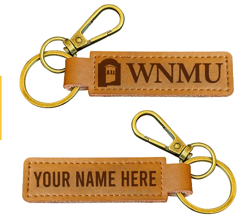 Western New Mexico University Customizable Leather Keychain 3.25" Long Officially Licensed