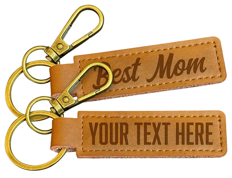 Personalized Customizable Leather Keychain 3.25” Long Engraved with Custom Name