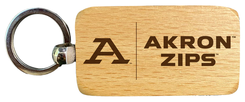 Akron Zips 2.5 x 1-Inch Engraved Wooden Keychain Officially Licensed Collegiate Product Single Unit