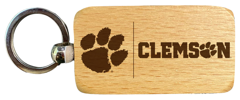 Clemson Tigers 2.5 x 1-Inch Engraved Wooden Keychain Officially Licensed Collegiate Product 2-Pack
