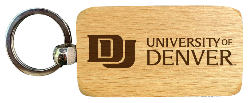 University of Denver Pioneers 2.5 x 1-Inch Engraved Wooden Keychain Officially Licensed Collegiate Product 2-Pack