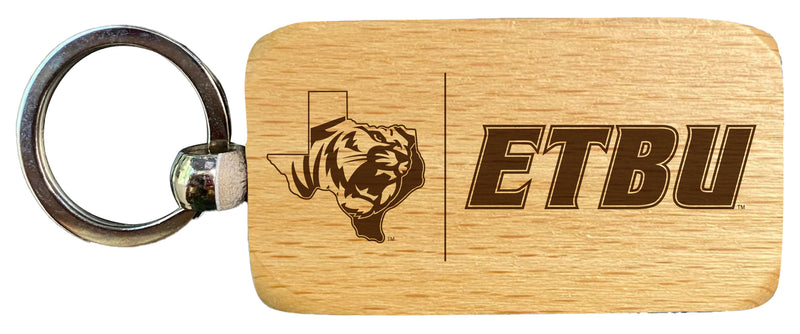 East Texas Baptist University 2.5 x 1-Inch Engraved Wooden Keychain Officially Licensed Collegiate Product Single Unit