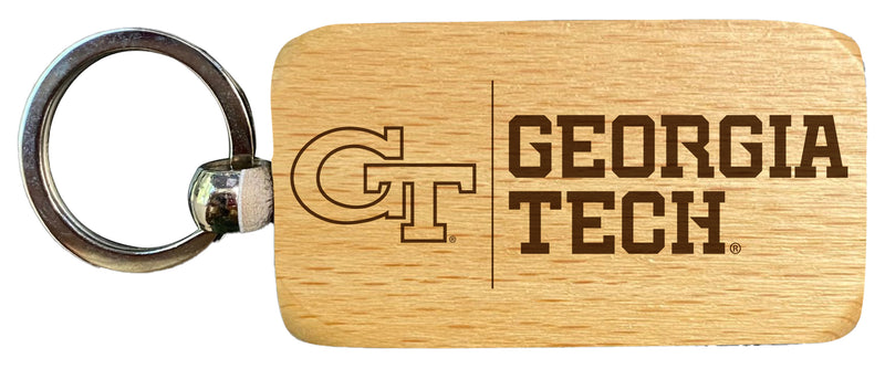 Georgia Tech Yellow Jackets 2.5 x 1-Inch Engraved Wooden Keychain Officially Licensed Collegiate Product Single Unit