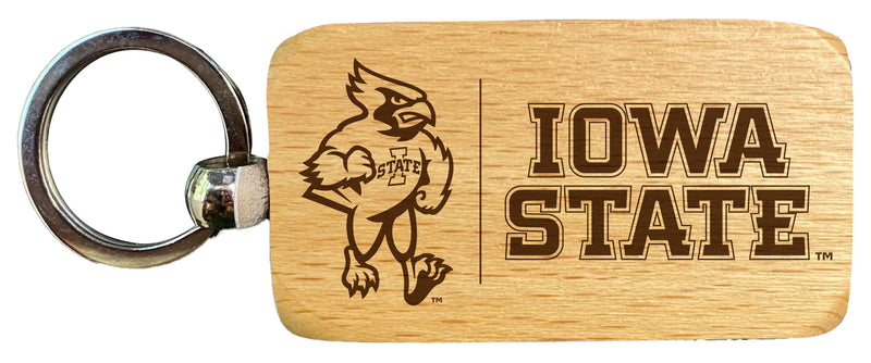 Iowa State Cyclones 2.5 x 1-Inch Engraved Wooden Keychain Officially Licensed Collegiate Product 4-Pack
