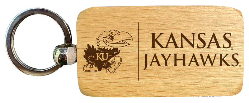 Kansas Jayhawks 2.5 x 1-Inch Engraved Wooden Keychain Officially Licensed Collegiate Product 2-Pack