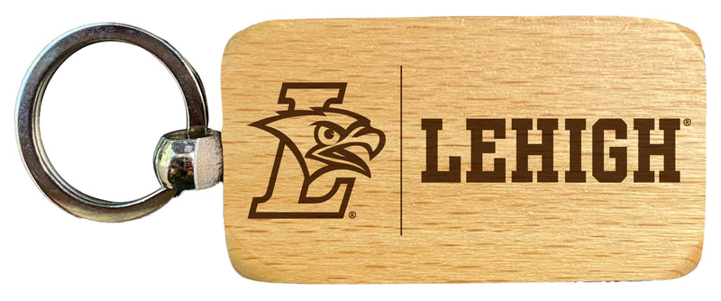 Lehigh University Mountain Hawks 2.5 x 1-Inch Engraved Wooden Keychain Officially Licensed Collegiate Product Single Unit