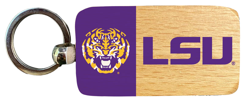 LSU Tigers 2.5 x 1-Inch Wooden Keychain Officially Licensed Collegiate Product 4-Pack