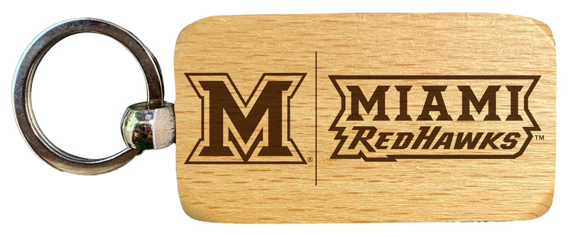 Miami University of Ohio 2.5 x 1-Inch Engraved Wooden Keychain Officially Licensed Collegiate Product Single Unit