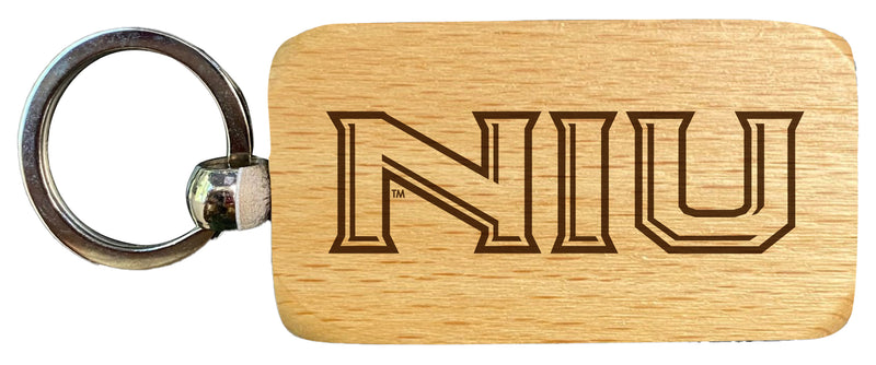 Northern Illinois Huskies 2.5 x 1-Inch Engraved Wooden Keychain Officially Licensed Collegiate Product 2-Pack