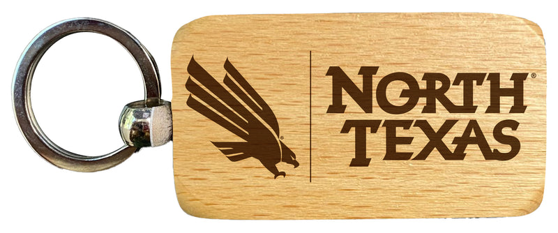 North Texas 2.5 x 1-Inch Engraved Wooden Keychain Officially Licensed Collegiate Product Single Unit