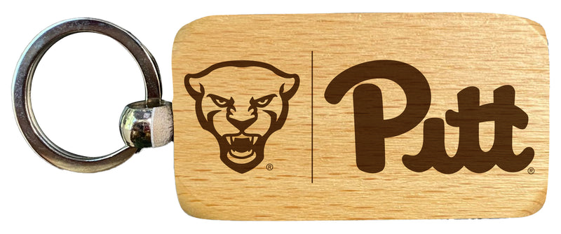 Pittsburgh Panthers 2.5 x 1-Inch Engraved Wooden Keychain Officially Licensed Collegiate Product Single Unit
