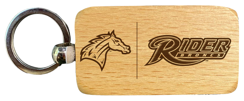 Rider University Broncs 2.5 x 1-Inch Engraved Wooden Keychain Officially Licensed Collegiate Product Single Unit