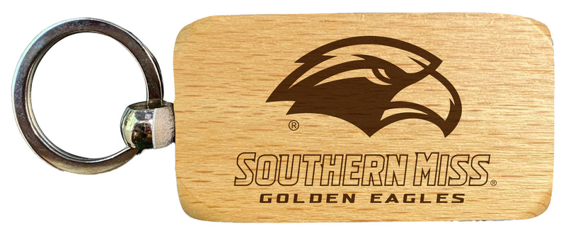 Southern Mississippi Golden Eagles 2.5 x 1-Inch Engraved Wooden Keychain Officially Licensed Collegiate Product 4-Pack