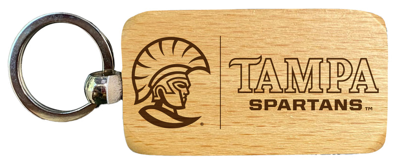 University of Tampa Spartans 2.5 x 1-Inch Engraved Wooden Keychain Officially Licensed Collegiate Product 2-Pack