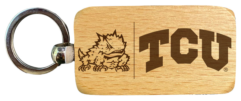 Texas Christian University 2.5 x 1-Inch Engraved Wooden Keychain Officially Licensed Collegiate Product