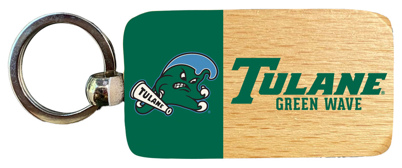 Tulane University Green Wave 2.5 x 1-Inch Wooden Keychain Officially Licensed Collegiate Product 4-Pack