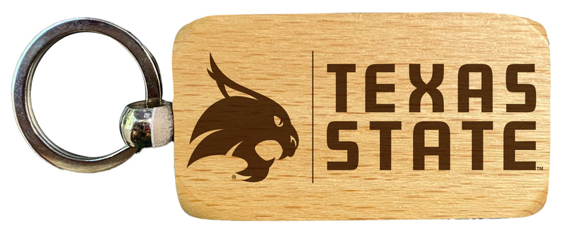 Texas State Bobcats 2.5 x 1-Inch Engraved Wooden Keychain Officially Licensed Collegiate Product 2-Pack
