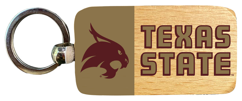 Texas State Bobcats 2.5 x 1-Inch Wooden Keychain Officially Licensed Collegiate Product 2-Pack