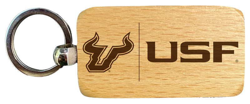 South Florida Bulls 2.5 x 1-Inch Engraved Wooden Keychain Officially Licensed Collegiate Product Single Unit