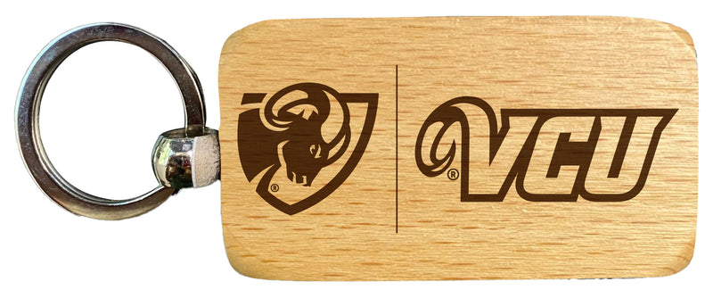 Virginia Commonwealth 2.5 x 1-Inch Engraved Wooden Keychain Officially Licensed Collegiate Product Single Unit