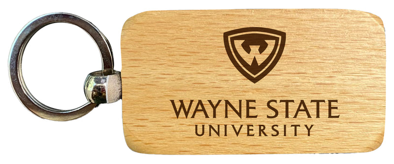 Wayne State 2.5 x 1-Inch Engraved Wooden Keychain Officially Licensed Collegiate Product 4-Pack