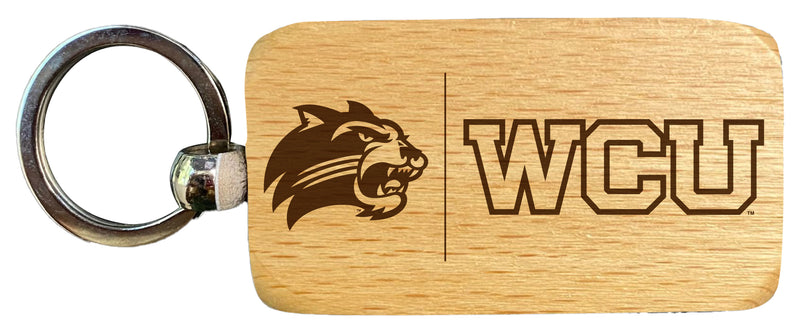 Western Carolina University 2.5 x 1-Inch Engraved Wooden Keychain Officially Licensed Collegiate Product 4-Pack