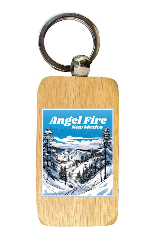 Angel Fire New Mexico Souvenir 2.5x1-Inch Souvenir Wooden Keychain