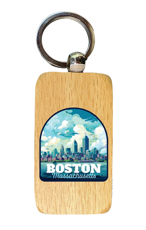 Boston Massachusetts Souvenir 2.5x1-Inch Souvenir Wooden Keychain