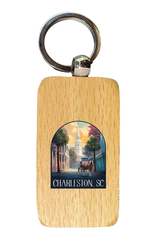Charleston South Carolina Souvenir 2.5x1-Inch Souvenir Wooden Keychain