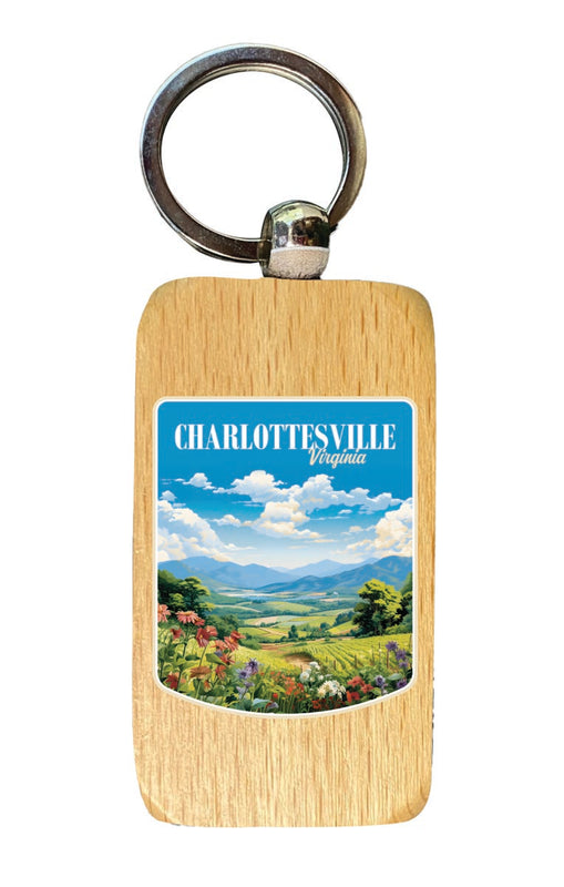 Charlottesville Virginia Souvenir 2.5x1-Inch Souvenir Wooden Keychain