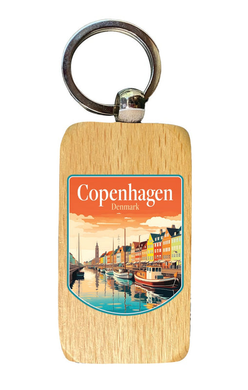 Copenhagen Denmark Souvenir 2.5x1-Inch Souvenir Wooden Keychain