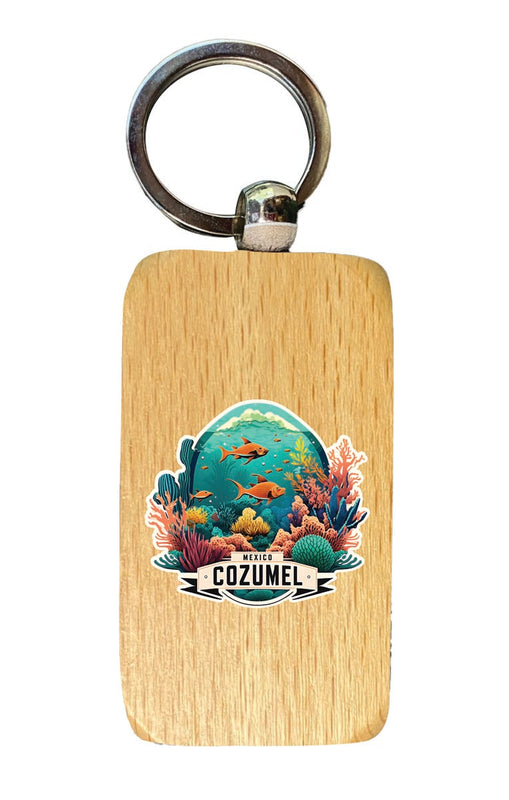 Cozumel Mexico Souvenir 2.5x1-Inch Souvenir Wooden Keychain