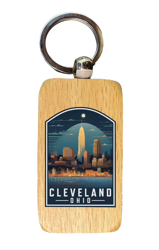 Cleveland Ohio Design A Souvenir 2.5x1-Inch Souvenir Wooden Keychain 4-Pack