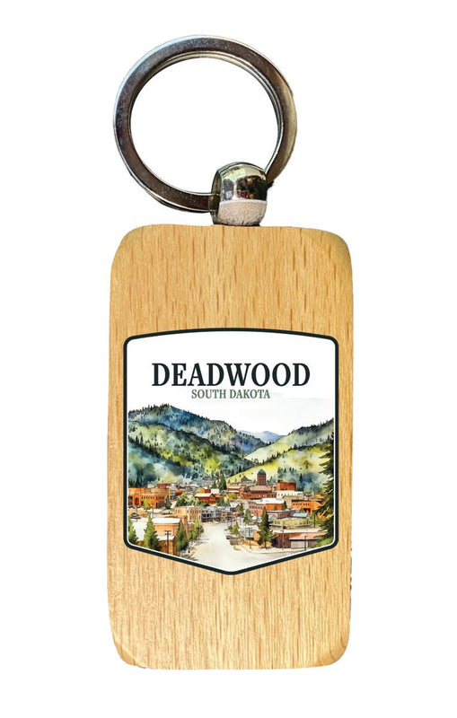 Deadwood South Dakota Souvenir 2.5x1-Inch Souvenir Wooden Keychain