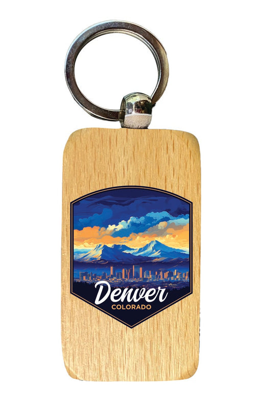 Denver Colorado Souvenir 2.5x1-Inch Souvenir Wooden Keychain