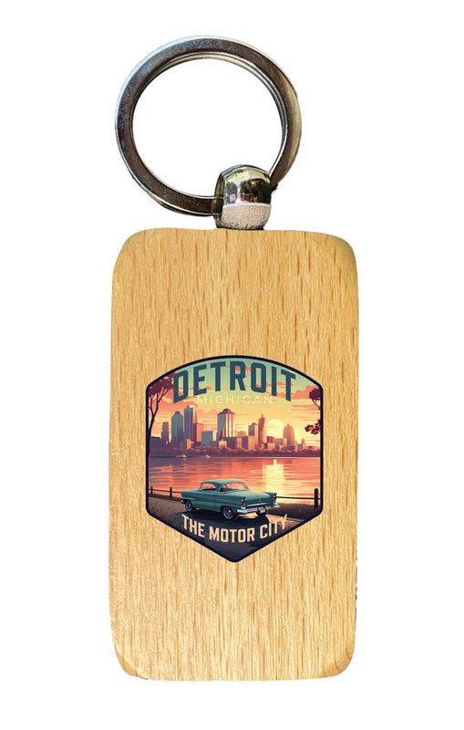 Detroit Michigan Souvenir 2.5x1-Inch Souvenir Wooden Keychain