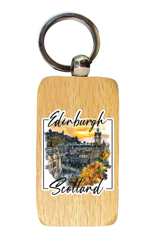 Edinburgh Scotland Souvenir 2.5x1-Inch Souvenir Wooden Keychain