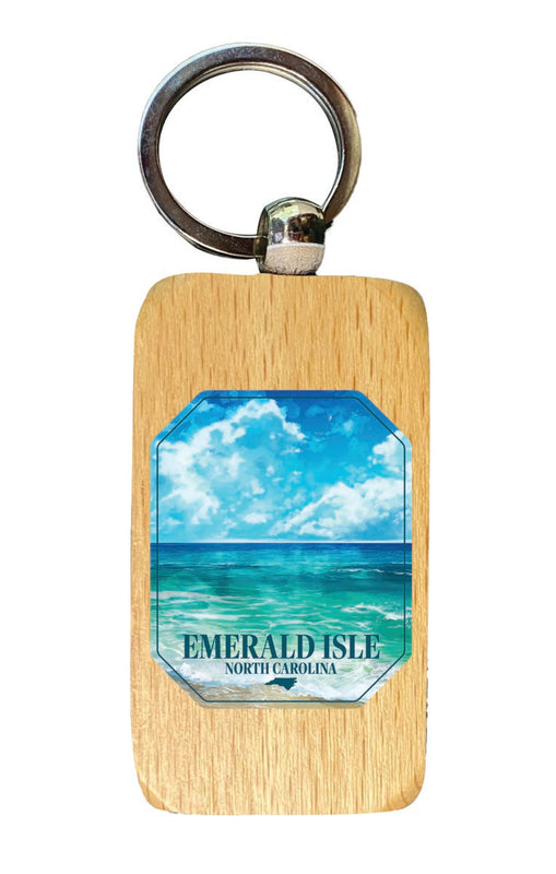 Emerald Isle North Carolina Souvenir 2.5x1-Inch Souvenir Wooden Keychain