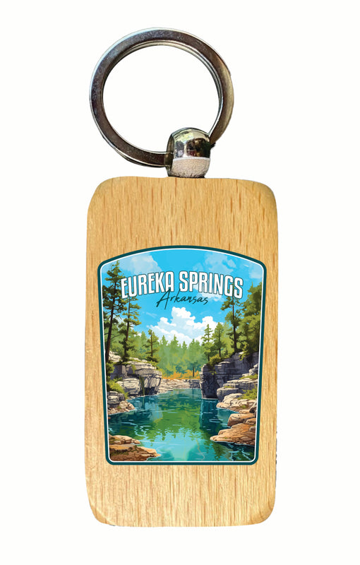 Eureka Springs Arkansas Natural Springs Design Souvenir 2.5x1-Inch Souvenir Wooden Keychain 2-Pack