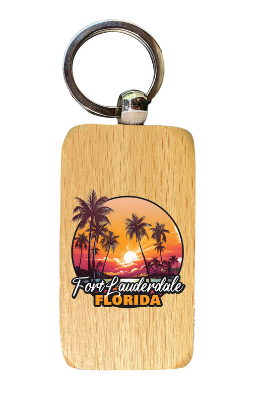 Fort Lauderdale Florida Design A Souvenir 2.5x1-Inch Souvenir Wooden Keychain 4-Pack