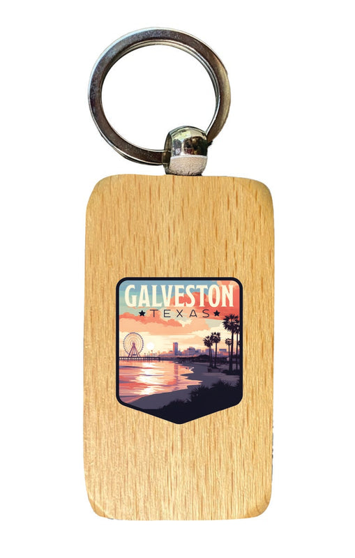 Galveston Texas Souvenir 2.5x1-Inch Souvenir Wooden Keychain