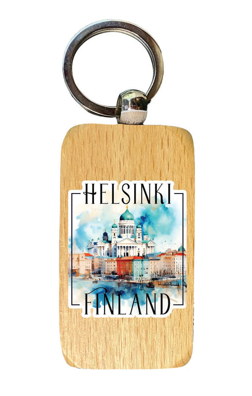 Helsinki Finland Souvenir 2.5x1-Inch Souvenir Wooden Keychain