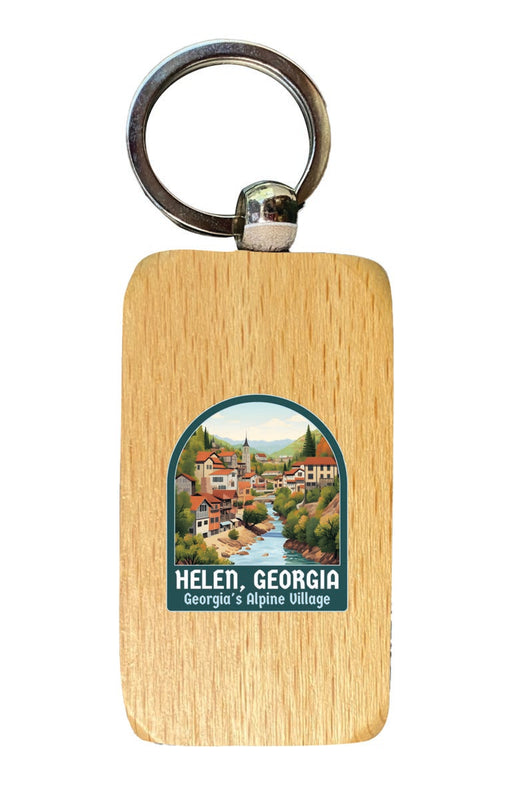 Helen Georgia Souvenir 2.5x1-Inch Souvenir Wooden Keychain