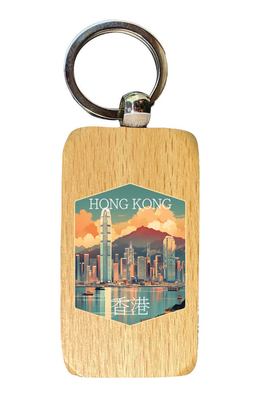 Hong Kong Souvenir 2.5x1-Inch Souvenir Wooden Keychain